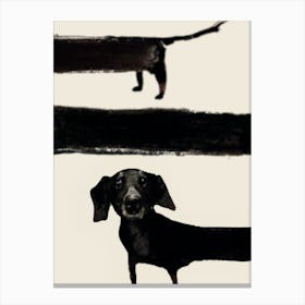 Vintage Mystery Art Print Black Dachshund Lienzo