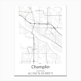 Champlin,United States Minimalist Map 1 Canvas Print