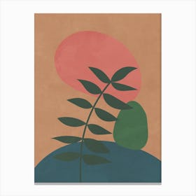 Colorful Scandi Botanical Leaves Canvas Print