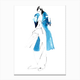 Girl In Blue Coat Canvas Print