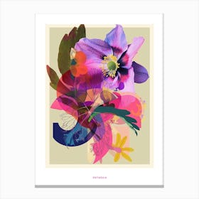 Hellebore 2 Neon Flower Collage Poster Canvas Print