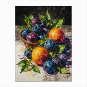 Blueberries In A Basket Canvas Print