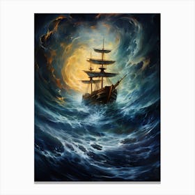 Ship In Stormy Sea 2 Canvas Print