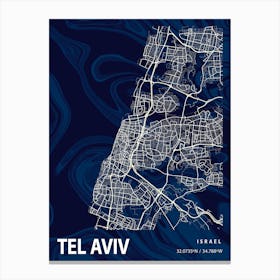 Tel Aviv Crocus Marble Map Canvas Print
