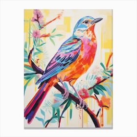 Colourful Bird Painting Mockingbird 4 Canvas Print