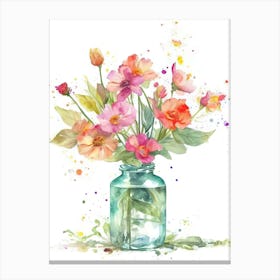 Watercolor Flower Vase 8 Canvas Print