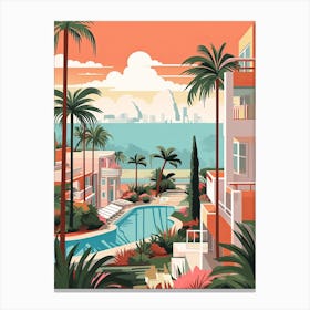 Miami Beach Florida, Usa, Graphic Illustration 4 Canvas Print