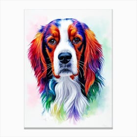 Irish Red And White Setter Rainbow Oil Painting dog Canvas Print