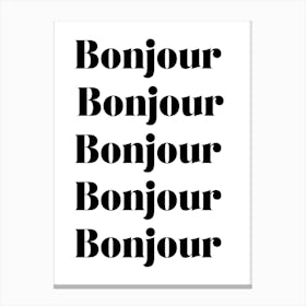 Bonjour French Wall Canvas Print