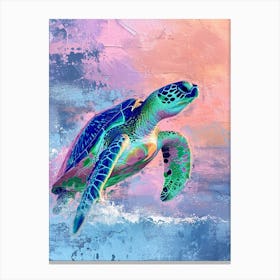 Colourful Textured Painting Of A Sea Turtle 1 Canvas Print