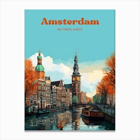 Amsterdam Netherlands Travel Art Canvas Print