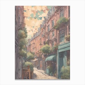 London Covent Garden Streets Market Bunting Pastel Tones Canvas Print