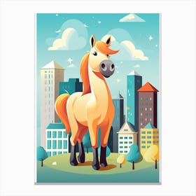 Cartoon Horse In The City 1 Canvas Print
