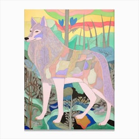Maximalist Animal Painting Timber Wolf 2 Canvas Print
