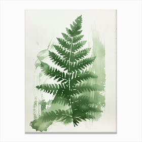 Green Ink Painting Of A Walking Fern 2 Canvas Print