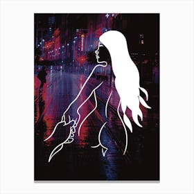 City Nights Girl Silhouette Dark Feminine Woman Body Contemporary Modern Abstract Minimalist Aesthetic Canvas Print