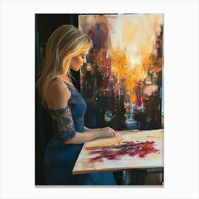 Artist Girl Painting Canvas Print