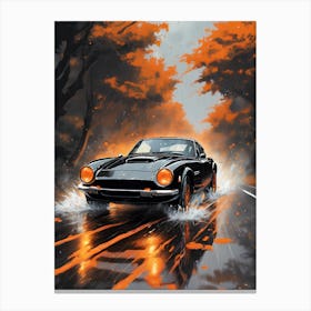 Car In The Rain 1 Canvas Print