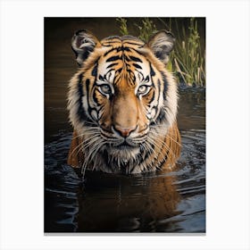 Tiger Art In Photorealism Style 3 Canvas Print