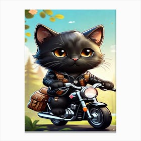 Cat On A Motorcycle 4 Canvas Print