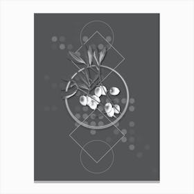 Vintage Olive Tree Branch Botanical with Line Motif and Dot Pattern in Ghost Gray Canvas Print