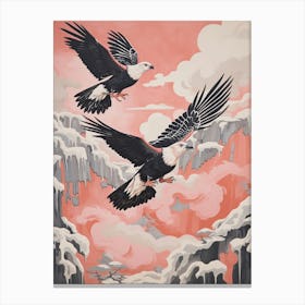 Vintage Japanese Inspired Bird Print Crested Caracara 4 Canvas Print