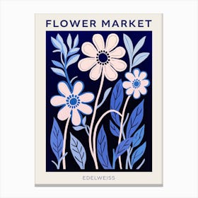 Blue Flower Market Poster Edelweiss 3 Canvas Print