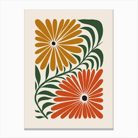 Retro Colorful Wavy Flowers Canvas Print