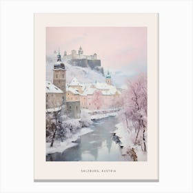 Dreamy Winter Painting Poster Salzburg Austria 1 Canvas Print