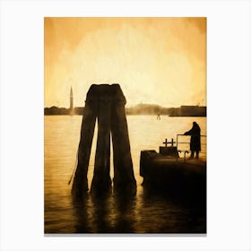 Waiting For The Boat To Venice Canvas Print