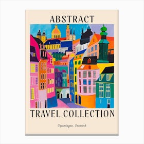 Abstract Travel Collection Poster Copenhagen Denmark 2 Canvas Print