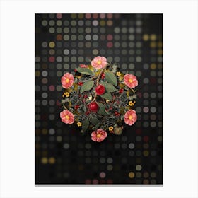 Vintage Cherry Plum Fruit Wreath on Dot Bokeh Pattern n.0113 Canvas Print