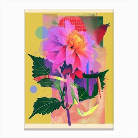 Dahlia 2 Neon Flower Collage Canvas Print
