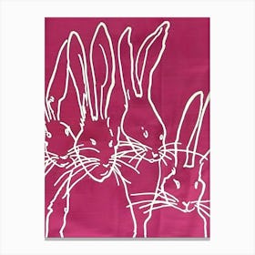 Rabbits On A Pink Background Canvas Print