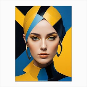 Geometric Woman Portrait Pop Art Fashion Yellow (10) Canvas Print