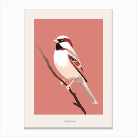 Minimalist Sparrow 2 Bird Poster Canvas Print