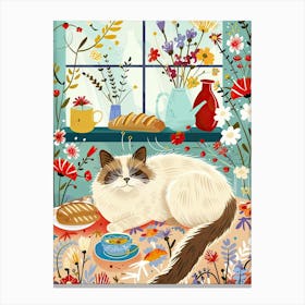 Tea Time With A Ragdoll Cat 4 Canvas Print