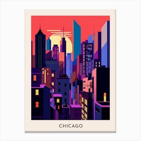 Chicago Colourful Travel Poster 3 Canvas Print
