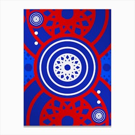 Geometric Abstract Glyph in White on Red and Blue Array n.0065 Canvas Print