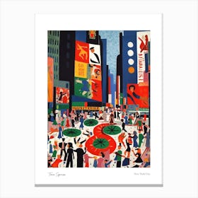 Time Square New York City Matisse Style 1 Watercolour Travel Poster Canvas Print