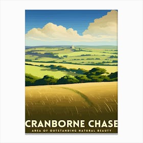 Cranborne Chase Aonb Print English Countryside Art Rural Landscape Poster Dorset Wiltshire Scenery Wall Decor Uk Nature Reserve Illustration 3 Canvas Print