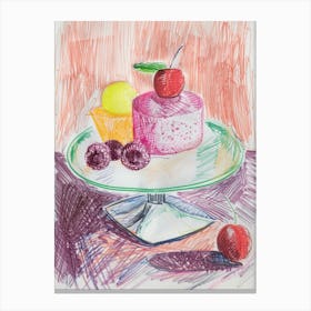 Jelly Mousse Dessert Scribble Drawing Canvas Print