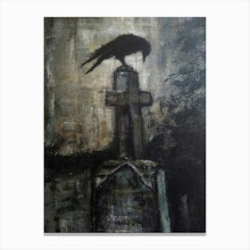 Crow On A Grave Canvas Print