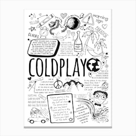 Coldplay Doodle Lyrics Canvas Print