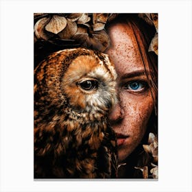 Redhead Woman and Owl Canvas Print