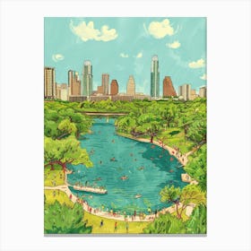 Storybook Illustration Zilker Metropolitan Park Austin Texas 3 Canvas Print