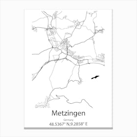 Metzingen,Germany Minimalist Map Canvas Print