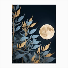 Moon And Leaves Canvas Print