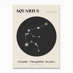 Astrology Constellation - Aquarius Canvas Print