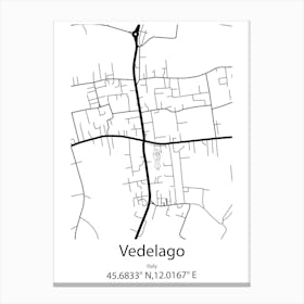 Vedelago,Italy Minimalist Map Canvas Print